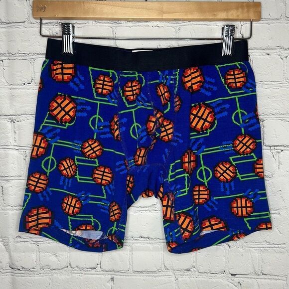 Meundies Men’s Pixelated Basketball Blue Boxer Briefs size Medium New no tags - Picture 1 of 5